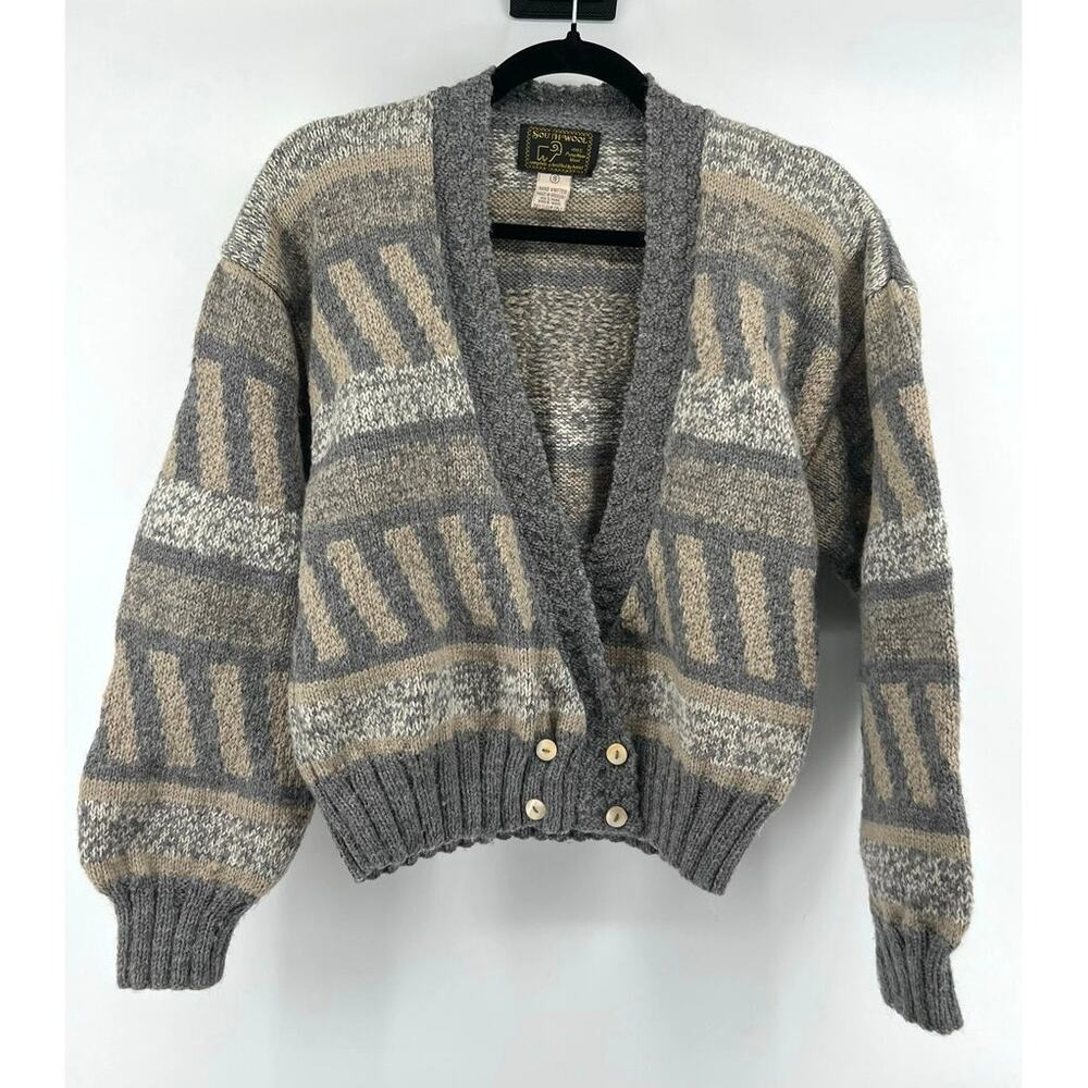 South Wool | Uruguay Handknit 100% Wool Cardigan Grandmacore Sweater S